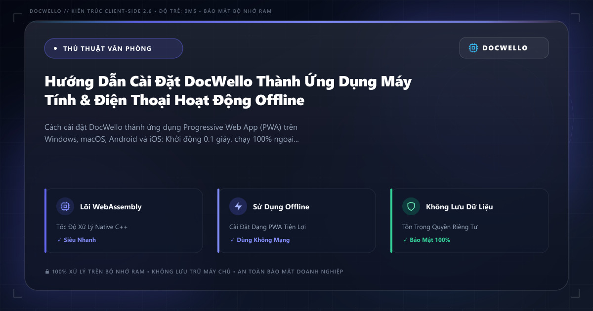 Hướng Dẫn Cài Đặt DocWello Thành Ứng Dụng Máy Tính & Điện Thoại Hoạt Động Offline