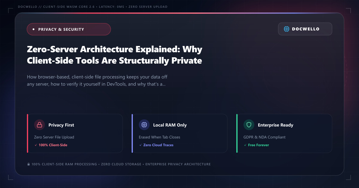 Zero-Server Architecture Explained: Why Client-Side Tools Are Structurally Private